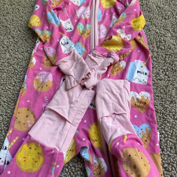 Little Sleepies Cookie and Milk Pink Zippered Footie Size 6-12 months - Picture 3 of 5
